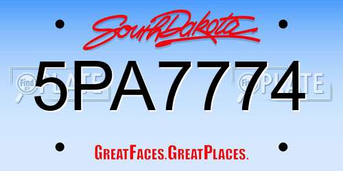 5PA7774 South Dakota License Plate
