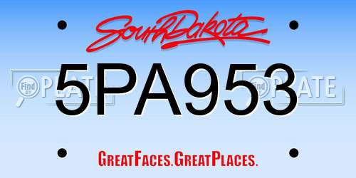 5PA953 South Dakota License Plate