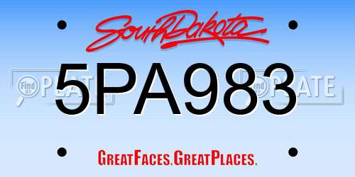 5PA983 South Dakota License Plate