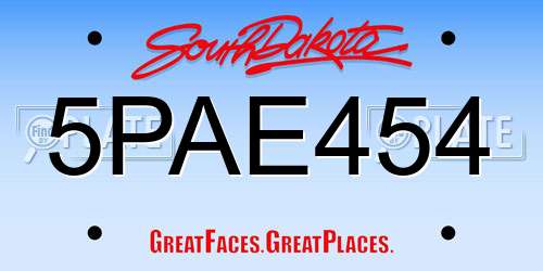 5PAE454 South Dakota License Plate