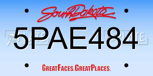 5PAE484 South Dakota License Plate