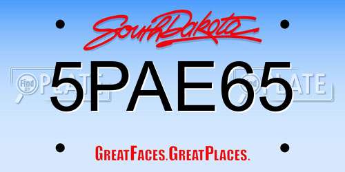 5PAE65 South Dakota License Plate