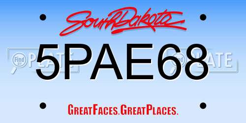 5PAE68 South Dakota License Plate