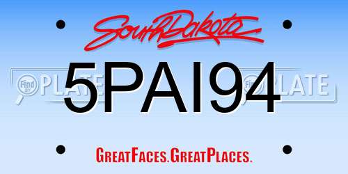 5PAI94 South Dakota License Plate