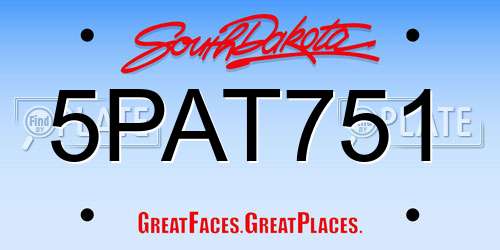 5PAT751 South Dakota License Plate