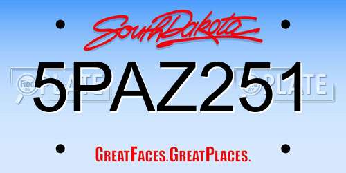 5PAZ251 South Dakota License Plate