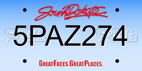 5PAZ274 South Dakota License Plate