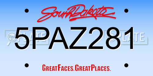 5PAZ281 South Dakota License Plate