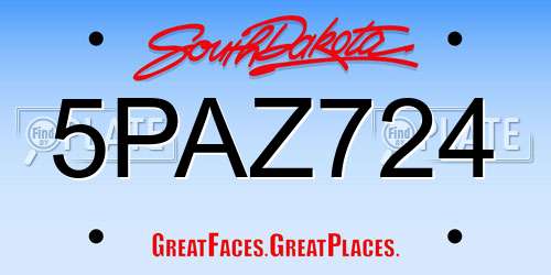5PAZ724 South Dakota License Plate