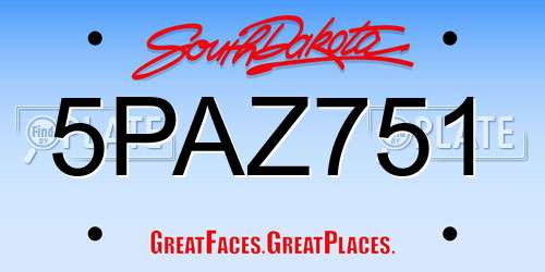 5PAZ751 South Dakota License Plate