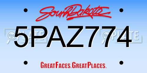 5PAZ774 South Dakota License Plate