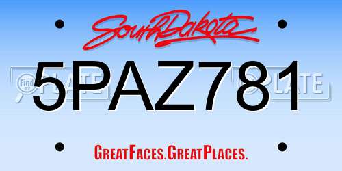 5PAZ781 South Dakota License Plate