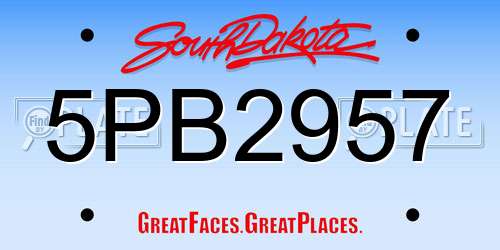 5PB2957 South Dakota License Plate