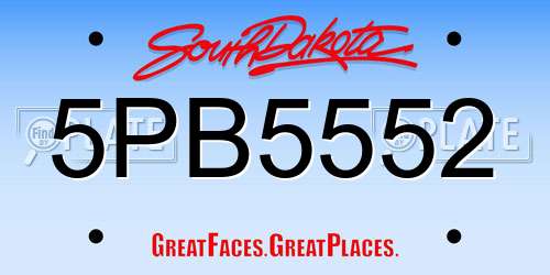 5PB5552 South Dakota License Plate