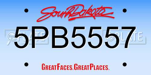 5PB5557 South Dakota License Plate