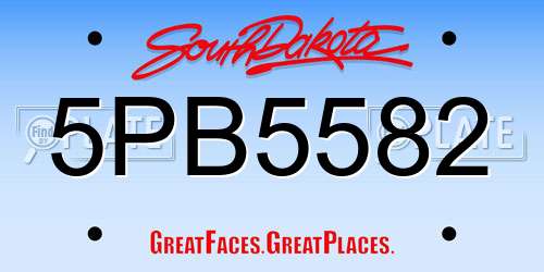 5PB5582 South Dakota License Plate