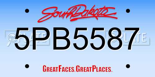 5PB5587 South Dakota License Plate