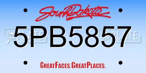 5PB5857 South Dakota License Plate