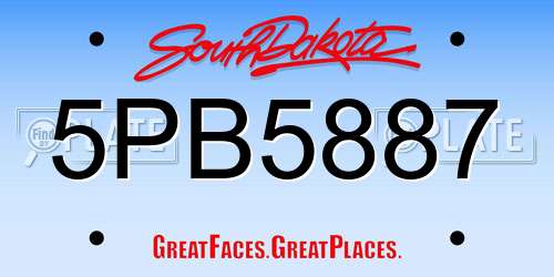 5PB5887 South Dakota License Plate