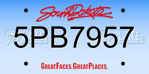 5PB7957 South Dakota License Plate
