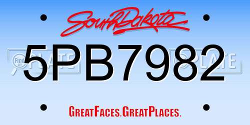 5PB7982 South Dakota License Plate