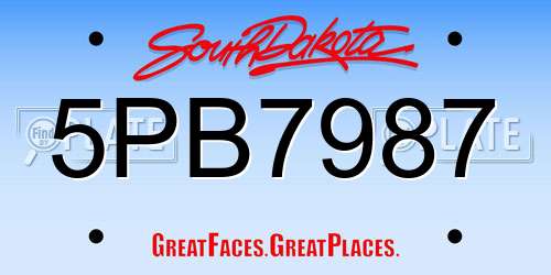 5PB7987 South Dakota License Plate
