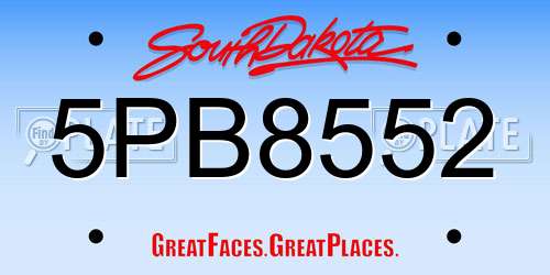 5PB8552 South Dakota License Plate