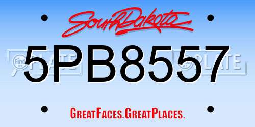 5PB8557 South Dakota License Plate