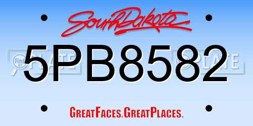 5PB8582 South Dakota License Plate