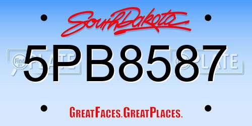 5PB8587 South Dakota License Plate