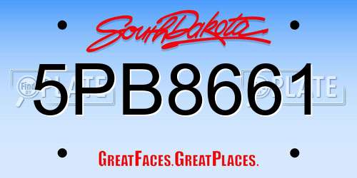 5PB8661 South Dakota License Plate