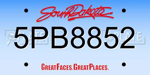 5PB8852 South Dakota License Plate