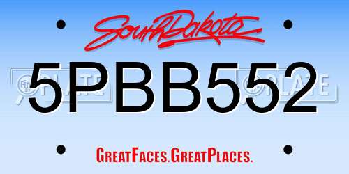 5PBB552 South Dakota License Plate