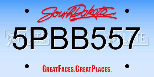 5PBB557 South Dakota License Plate