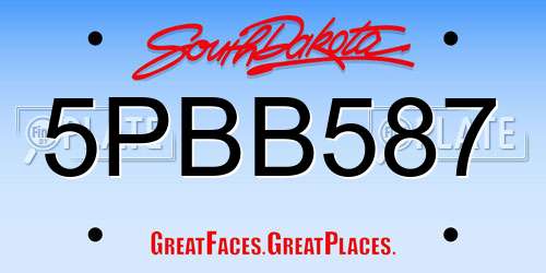 5PBB587 South Dakota License Plate