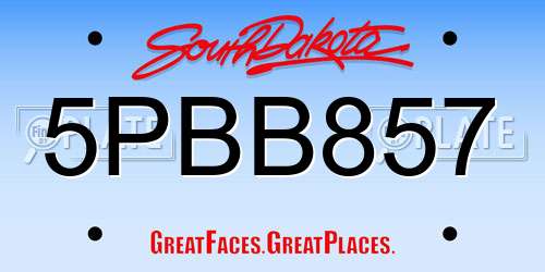5PBB857 South Dakota License Plate