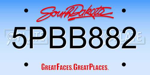 5PBB882 South Dakota License Plate