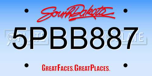 5PBB887 South Dakota License Plate