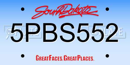 5PBS552 South Dakota License Plate