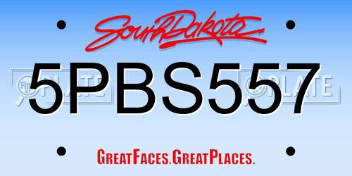 5PBS557 South Dakota License Plate