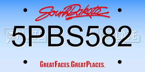 5PBS582 South Dakota License Plate