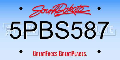5PBS587 South Dakota License Plate