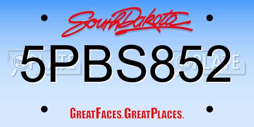 5PBS852 South Dakota License Plate