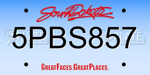 5PBS857 South Dakota License Plate