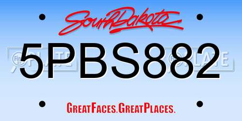 5PBS882 South Dakota License Plate