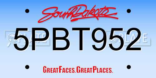 5PBT952 South Dakota License Plate