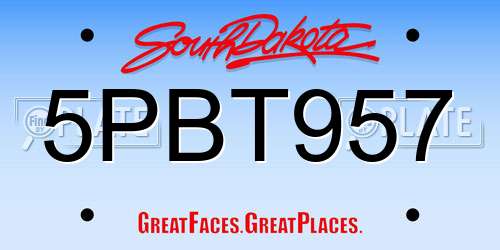 5PBT957 South Dakota License Plate