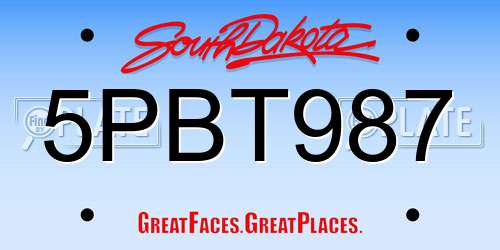 5PBT987 South Dakota License Plate