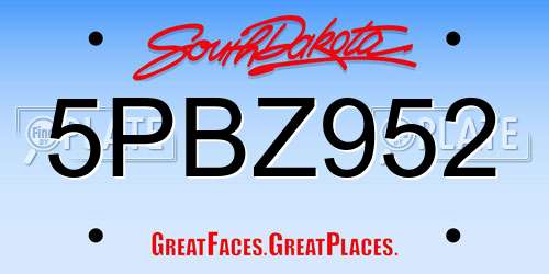 5PBZ952 South Dakota License Plate