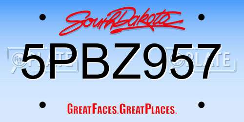 5PBZ957 South Dakota License Plate